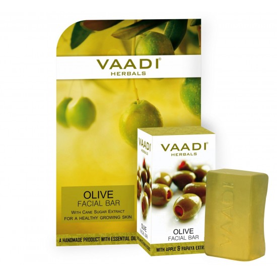 Vaadi Herbals Olive Facial Bar with Cane Sugar Extract (25 gms)