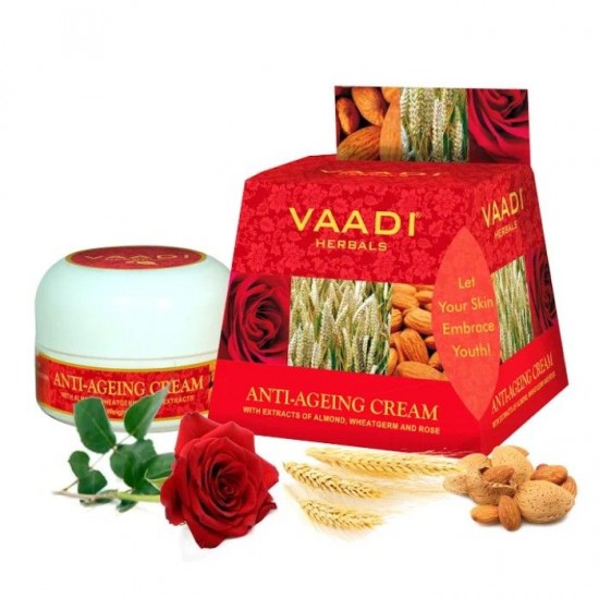 Vaadi Herbals Anti-Ageing Cream - Almond, Wheatgerm Oil & Rose