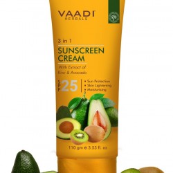 Vaadi Herbals Sunscreen Cream SPF-25 with Extracts of Kiwi & Avocado (110 gms)