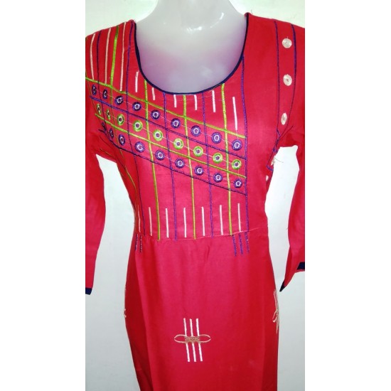 Rayon Designer Kurti Thread Work