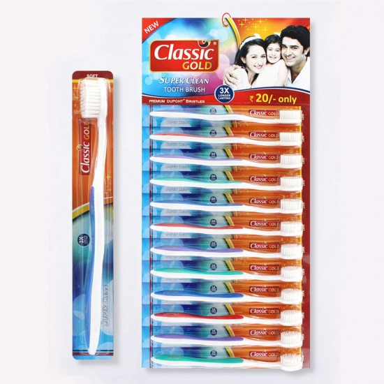 Classic Gold Super Clean Soft Toothbrushes Pack Of 24